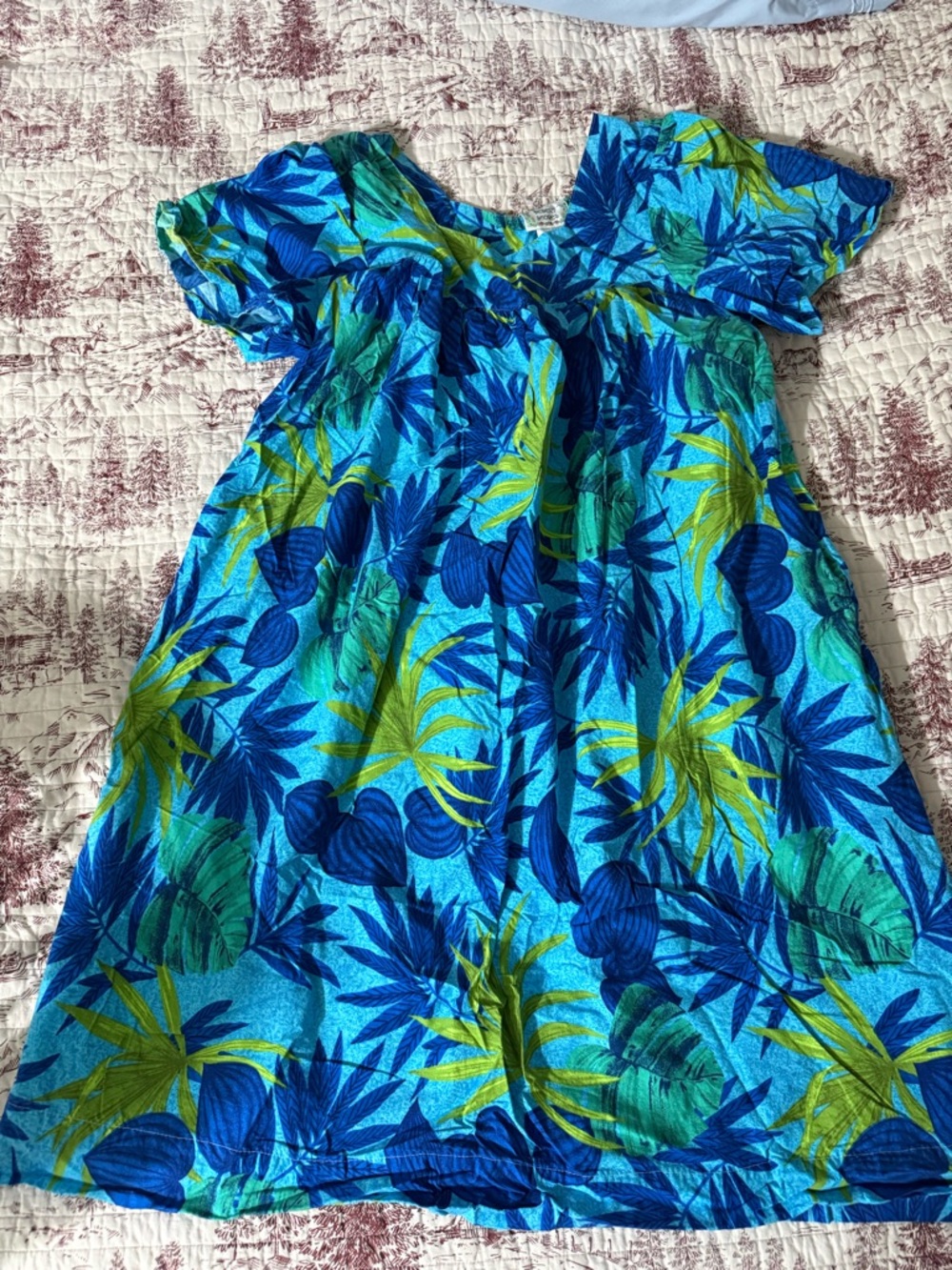 Blue Tropical Print Vintage Mumu Kaftan